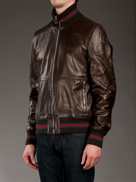 gucci mens brown leather jacket|gucci cashmere jacket.